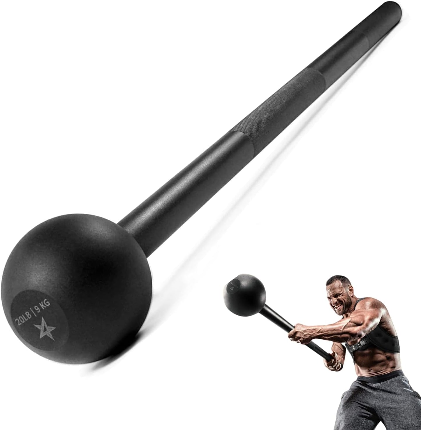 Steel Mace Bell for Strength Training - Support Full Body, Muscles, Shoulder, Grips & Forearms Workouts to Rehabilitation, Stretching 5, 7, 10, 15, 20, 25, 30Lb for Woman & Man