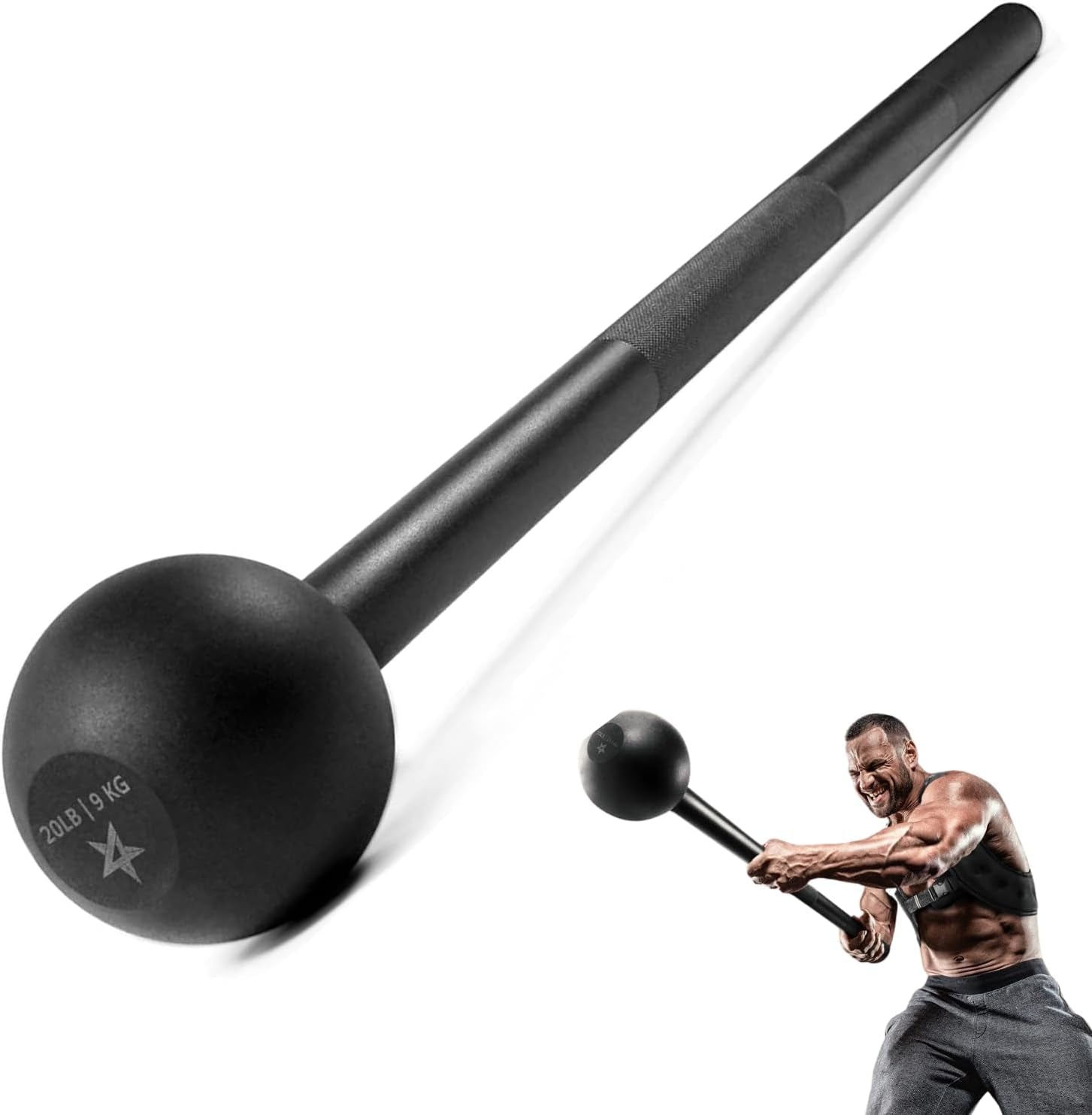 Steel Mace Bell for Strength Training - Support Full Body, Muscles, Shoulder, Grips & Forearms Workouts to Rehabilitation, Stretching 5, 7, 10, 15, 20, 25, 30Lb for Woman & Man