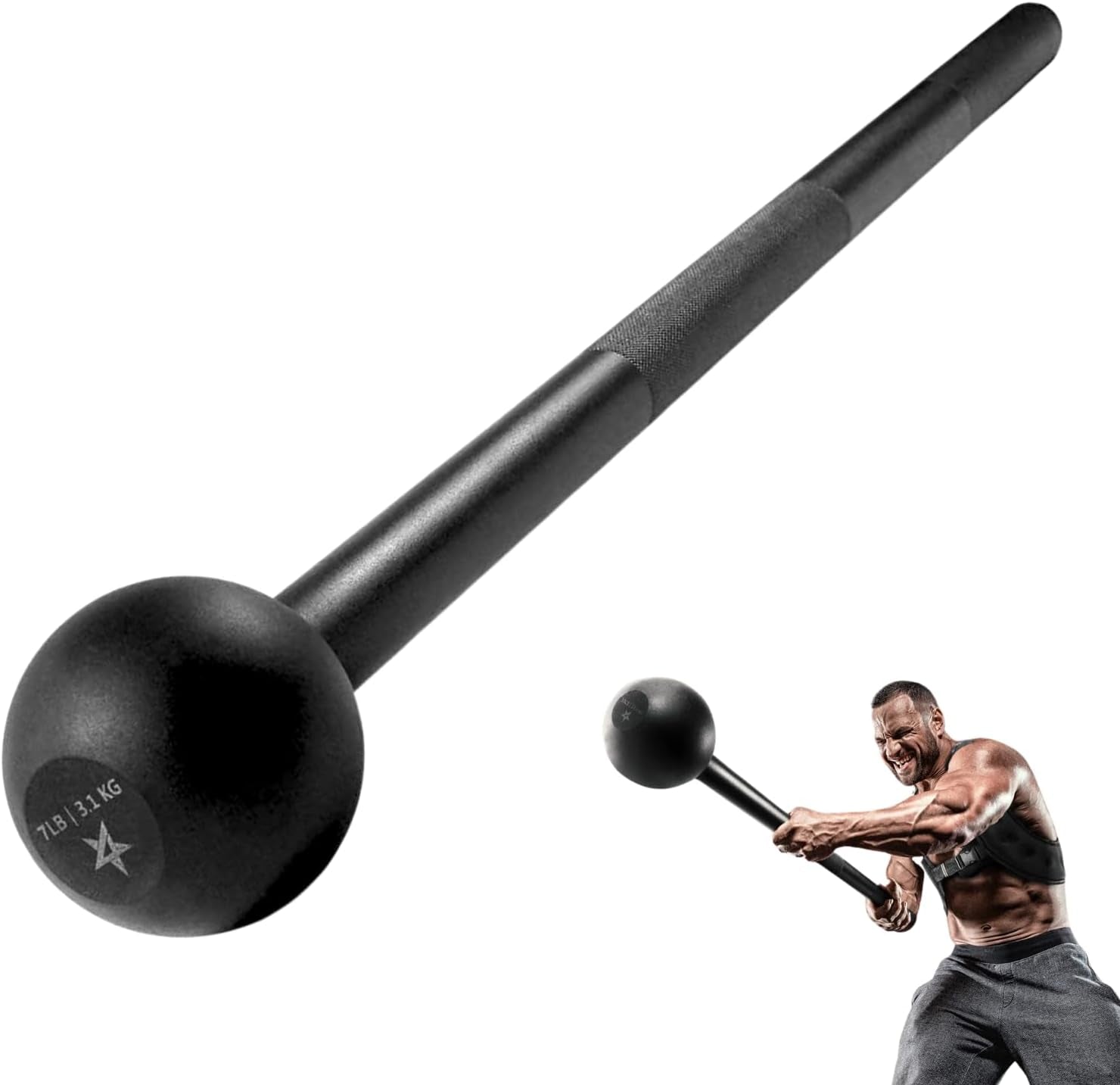 Steel Mace Bell for Strength Training - Support Full Body, Muscles, Shoulder, Grips & Forearms Workouts to Rehabilitation, Stretching 5, 7, 10, 15, 20, 25, 30Lb for Woman & Man